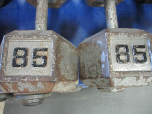 Used 85 Lb Cast Iron Dumbbell - Pair