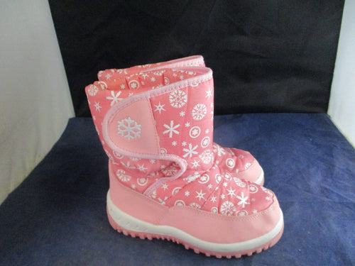 Used Pink and White Snowflake Snow Boots Youth Size 11