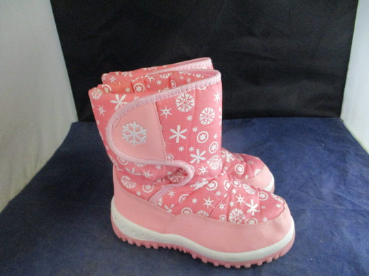 Used Pink and White Snowflake Snow Boots Youth Size 11