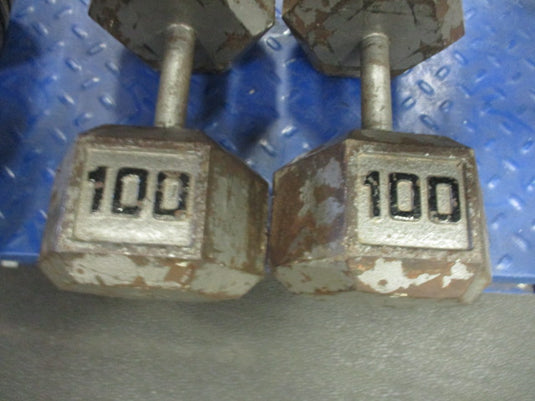Used 100 Lb Cast Iron Dumbbell - PAIR