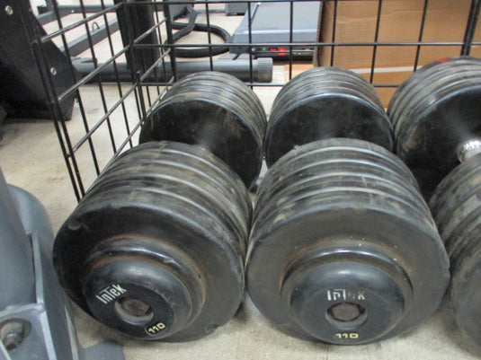 Used Intek 110 LB Rubber Dumbbell - PAIR