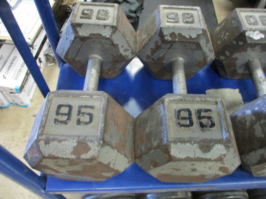 Used 95 Lb Cast Iron Dumbbell - PAIR