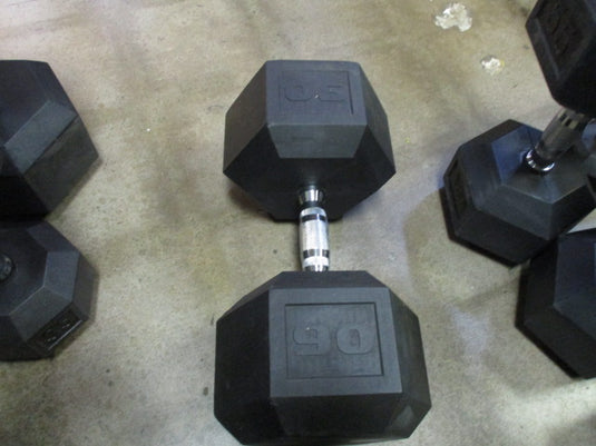 Used 90 LB Rubber Hex Dumbbell