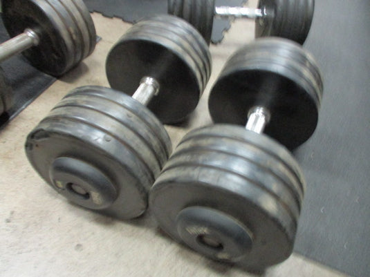 Used Intek 85 Lb Rubber Dumbbell - Pair