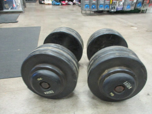 Used Intek 70 LB Rubber Dumbbell - PAIR