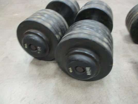 Used Intek 110 LB Rubber Dumbbell - PAIR