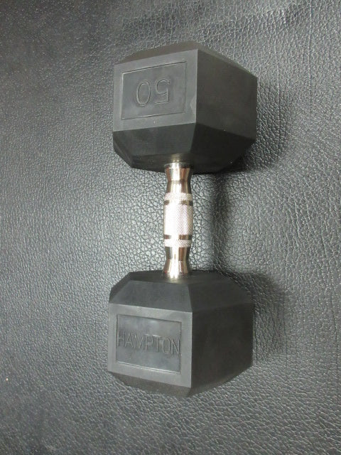 Used Hampton 50 LB Rubber Hex Dumbbell