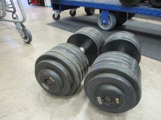 Used Intek 115 LB Rubber Dumbbell - PAIR