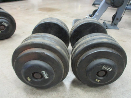 Used Intek 75 Lb Rubber Dumbbell - PAIR