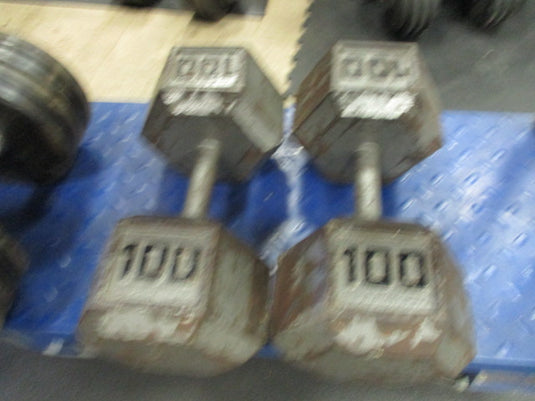 Used 100 Lb Cast Iron Dumbbell - PAIR