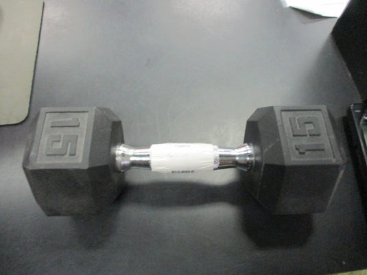 Used 15 LB Rubber Hex Dumbbell