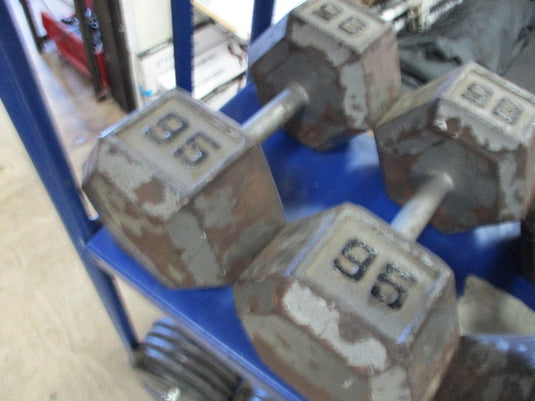 Used 95 Lb Cast Iron Dumbbell - PAIR