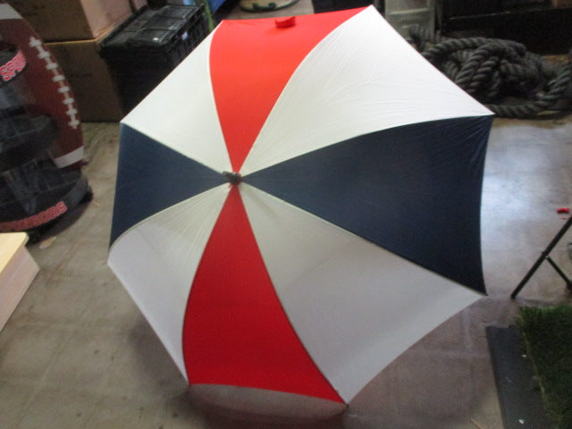 Load image into Gallery viewer, Used Red, White, Blue Golf Umbrella w/ Fiberglass Shaft
