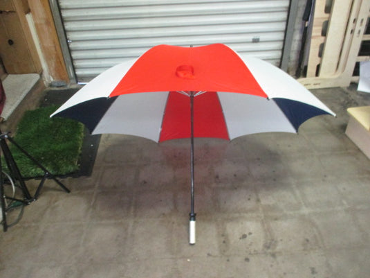 Used Red, White, Blue Golf Umbrella w/ Fiberglass Shaft
