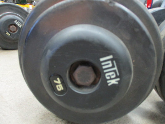 Used Intek 75 Lb Rubber Dumbbell - PAIR