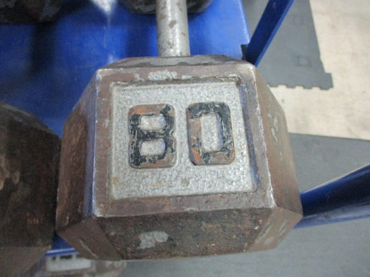 Used 80 Lb Cast Iron Dumbbell - Pair