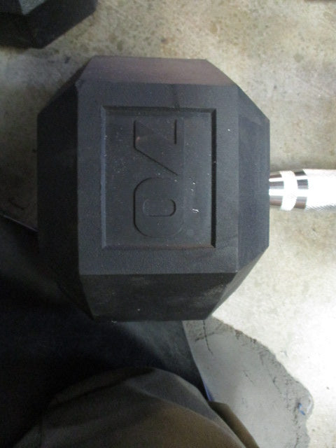 Used 70 LB Rubber Hex Dumbbell