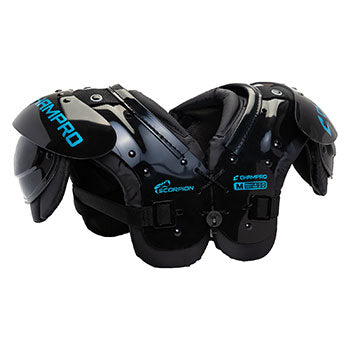 New Champro Scorpion Football Shoulder Pads Large (100-130lbs) Black / Blue