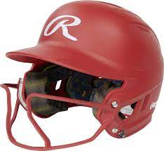 New Rawlings Mach Hi-Viz Red Softball Helmet - Size Junior