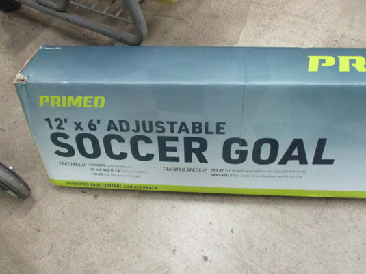 Primed 12' x 6' Adjustable Soccer Net / Adjusts in 2 Sizes : 12' x 6' and 8' x 6