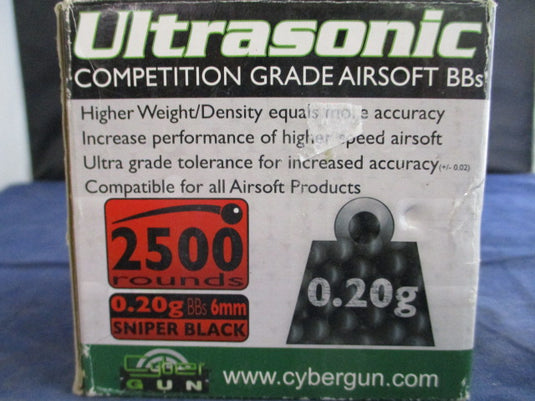 Used Ultrasonic Competition Grade Airsoft 0.20g 6 mm Sniper Black BBs