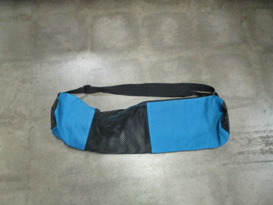 Used Black and Blue Mesh Yoga Mat Carry Sling Bag