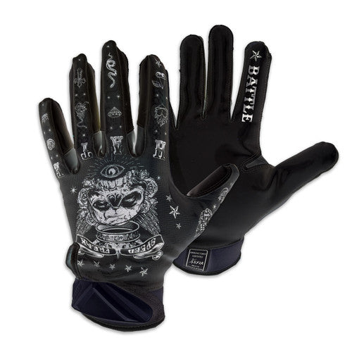 New Battle Cloaked Speed Freak Black Receiver Football Gloves Youth Size Med