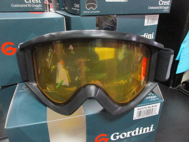 Load image into Gallery viewer, New Gordini Crest Adult Snow Goggles - Black w/ Gold Lens (GG57G)
