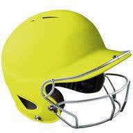 New Champro Rubberized Matte Finish Batting Helmet W/Mask Neon Green 6 1/2-7 1/4