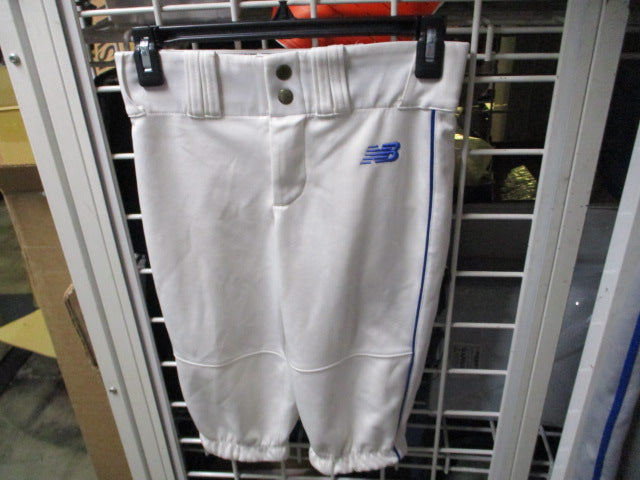 Load image into Gallery viewer, Used New Balance White Knickers w/ Royal Blue Piping Size Yth Large
