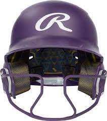 New Rawlings Mach Hi-Viz Purple Softball Helmet - Size Junior