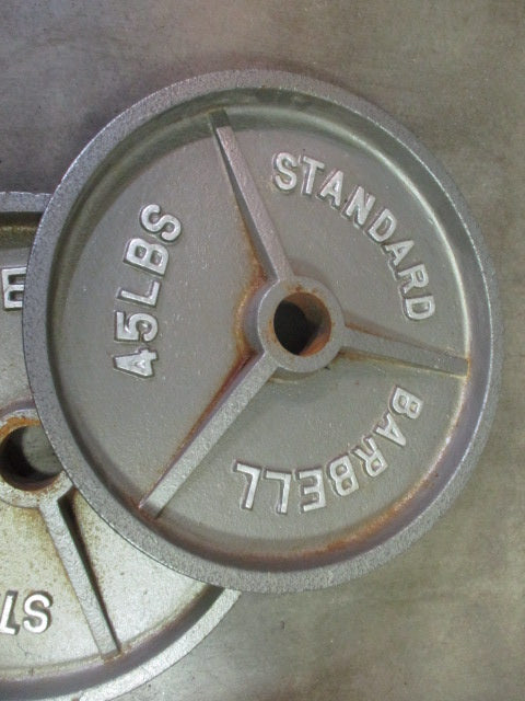 Used 45 LB Olympic Cast Iron Plates (PAIR)