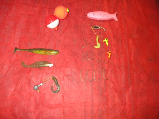 Assorted Starter Tackle Kit - weight, fishing hooks, bouys, and bait - 18 ct