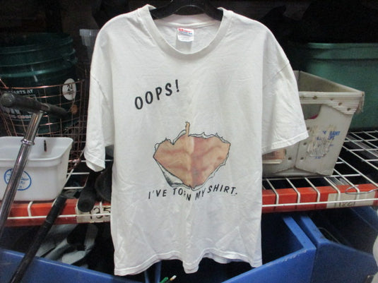 Used Oops I've Torn My Shirt T-Shirt Size Large