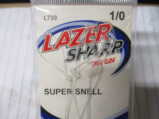 Eagle Claw Lazer Sharp Super Snell Freshwater 1/0 Fishing Hooks - 6 ct