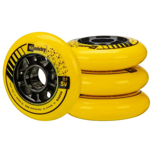 New RD Kemistry Suavis 84mm/80A Inline Skate Wheels Set of 4 Yellow