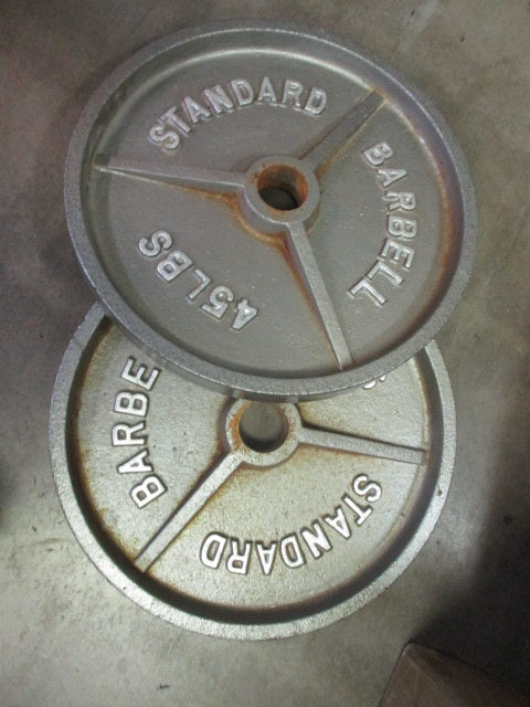 Used 45 LB Olympic Cast Iron Plates (PAIR)