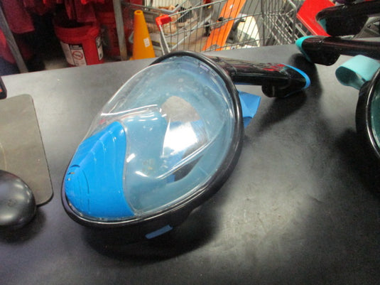 Used Full Face Diving Mask With Attached Snorkel In Blue
