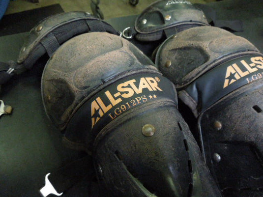 Used All-Star LG912PS** Black Catcher Shin Guards Size Age 9-12