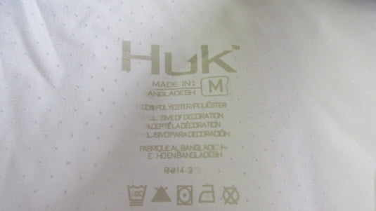 Used HUK White Creekbed Long Sleeve Shirt Size Medium