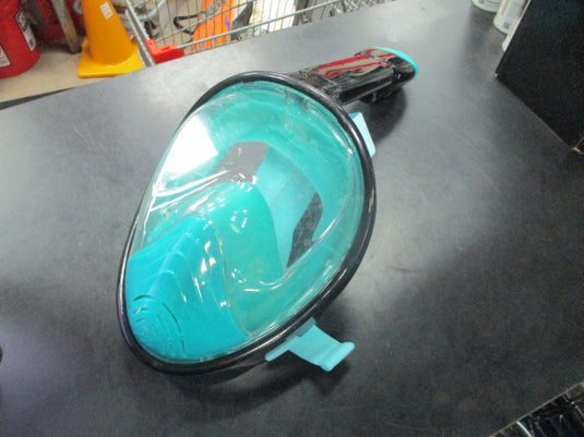Used Full Face Diving Mask With Attached Snorkel In Teal