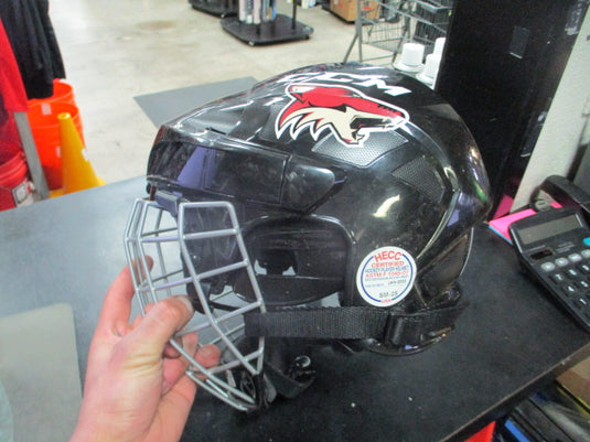 Used CCM Fitlite 40 black hockey helmet with matching face cage