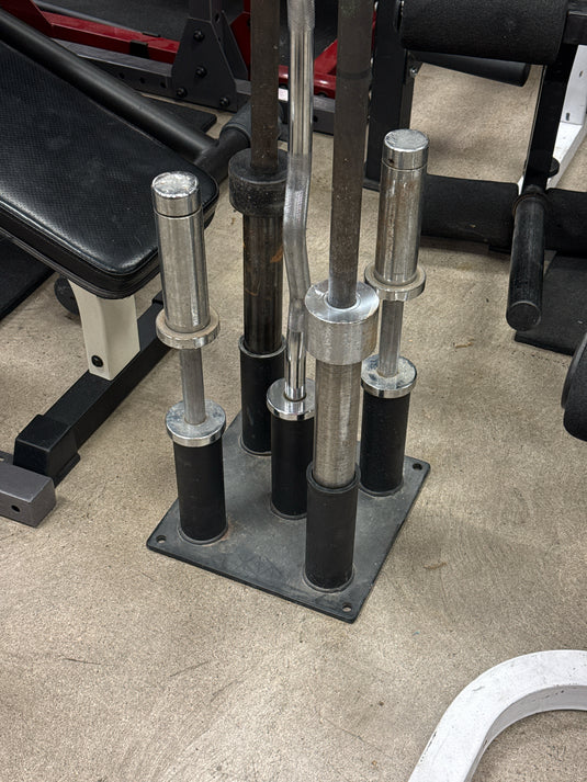 Used Olympic Bar Holder, Bolt Down Stand with 5 Holes