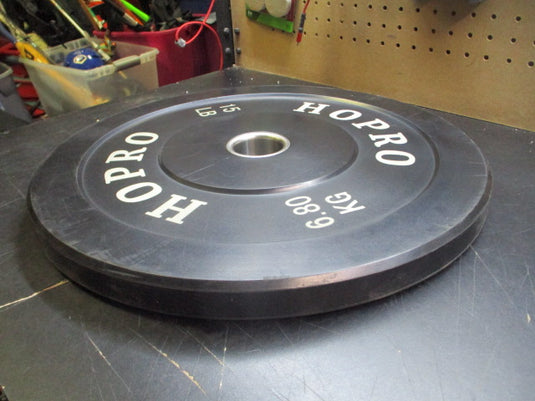 Used Hopro 15lb Rubber Olympic Bumper Plate