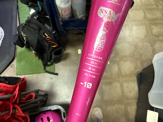 Used Easton Pink Sapphire 26" -10 Fastpitch Softball Bat (Dented)