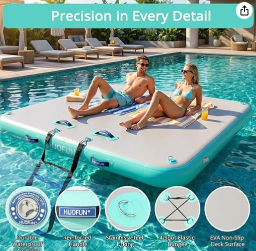 Used Hijofun 6 x 10 ft Inflatable Floating Dock Mat