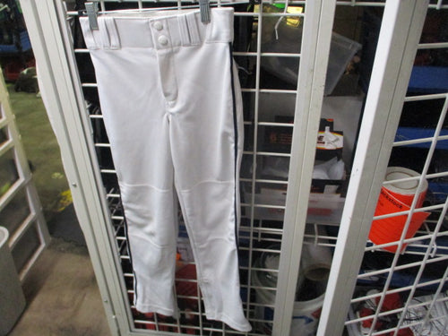 Used Champro Open Bottom Baseball Pants White w/ Navy Piping Size Youth Small