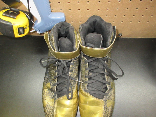 Used Under Armour Harper RM Black Metallic Gold Football Cleats - Size 10.5