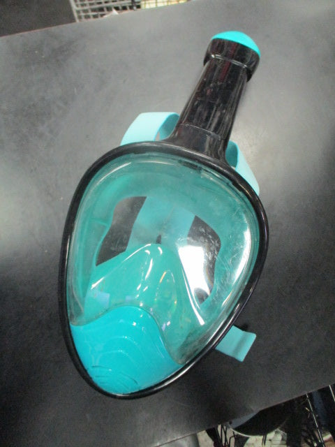 Used Full Face Diving Mask With Attached Snorkel In Teal