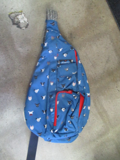 Load image into Gallery viewer, Used KAVU Blue Sling Rope Bag Puppitude Dogs
